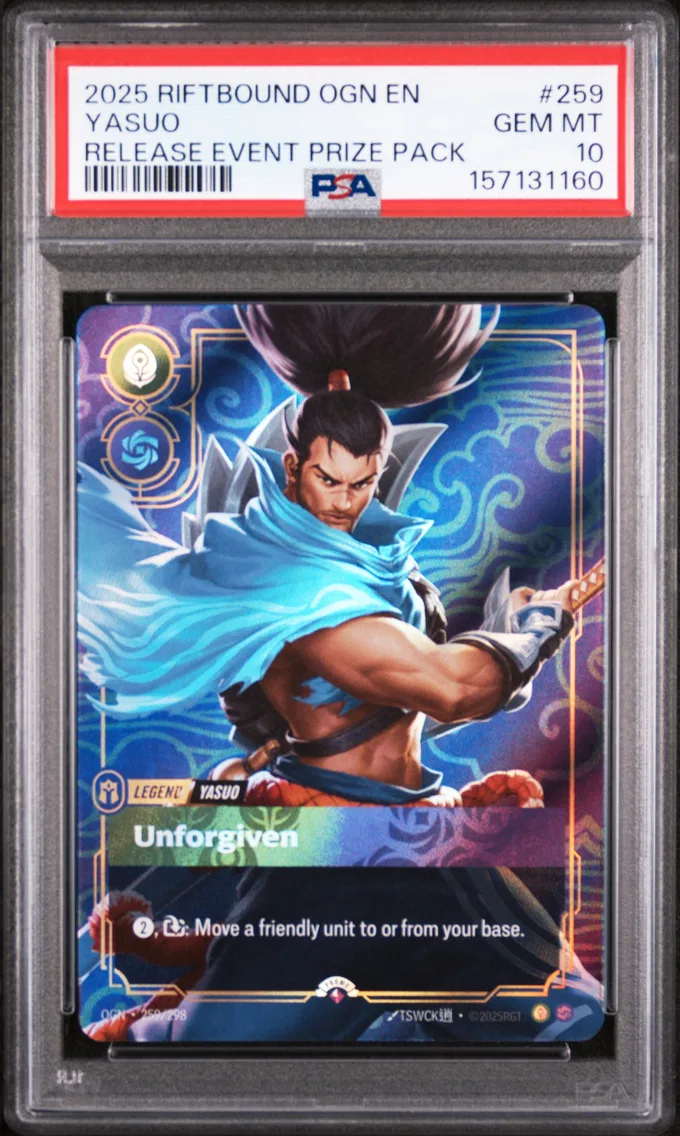 2025 #259 Yasuo - Unforgiven PSA 10 Riftbound: League of Legends Ogn-Origins