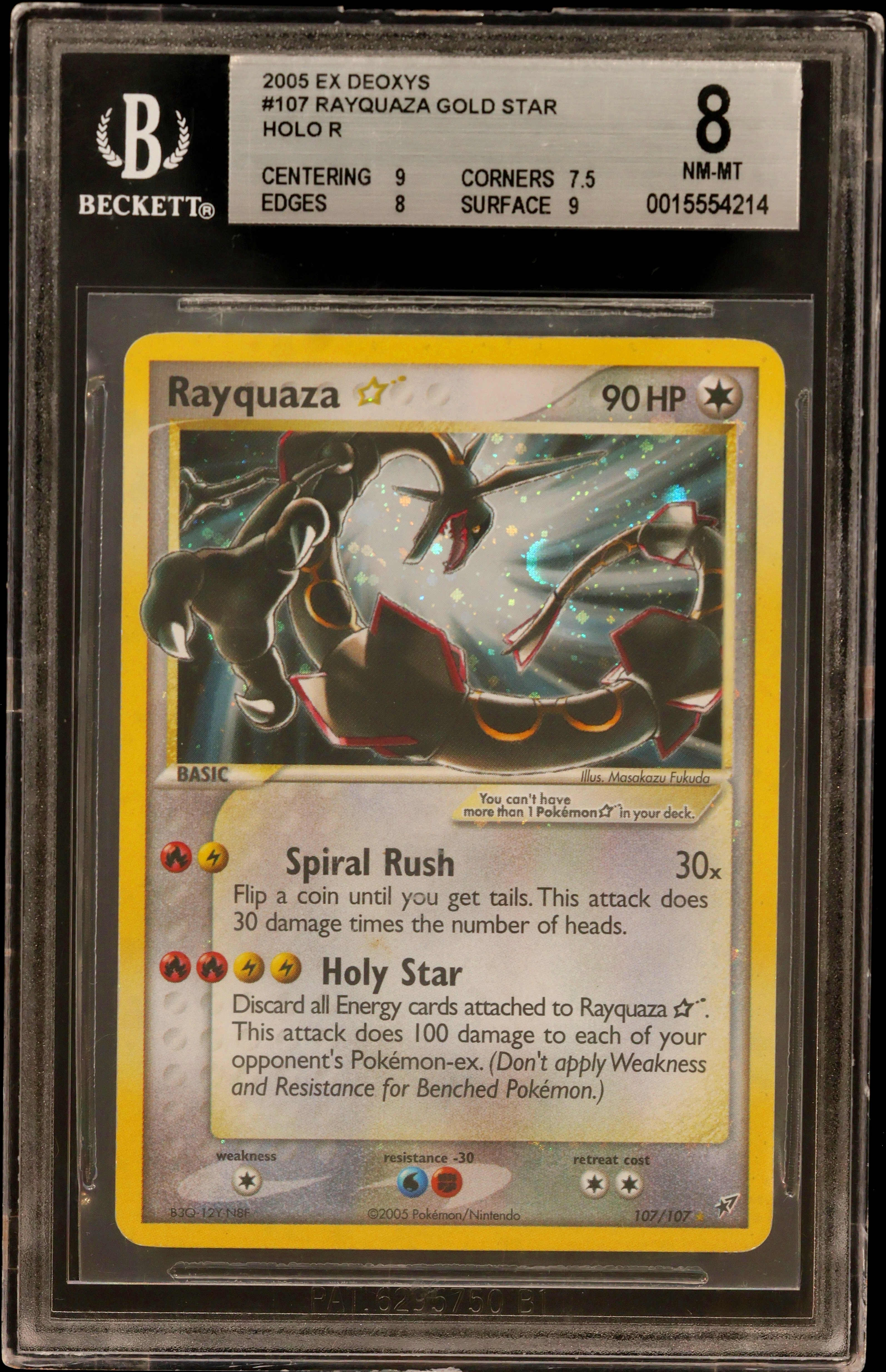 2005 #107 Rayquaza Gold Star HOLO R BGS 8 EX Deoxys
