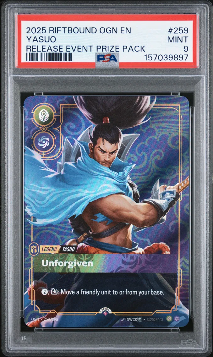 2025 #259 Yasuo - Unforgiven PSA 9 Riftbound: League of Legends Ogn-Origins
