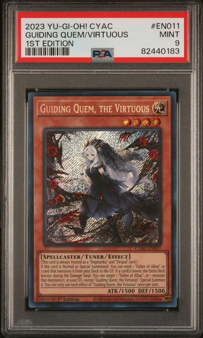 2023 #EN011 Guiding Quem, the Virtuous 1st Edition PSA 9 YU-GI-Oh! Cyberstorm Access