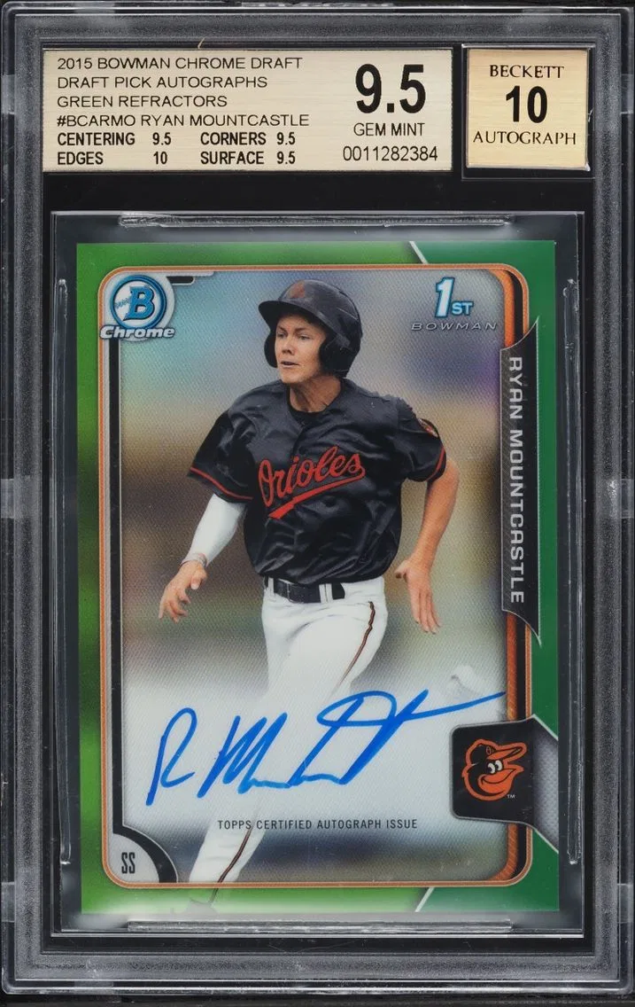 2015 Bowman Chrome Green Refractor Ryan Mountcastle PROSPECT AUTO /99 #BCA-RMO BGS 9.5 GEM MINT