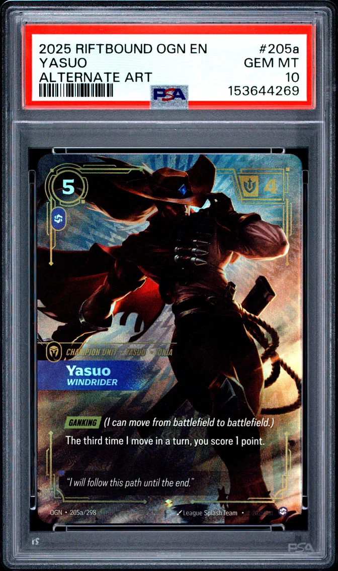2025 #205a Yasuo - Windrider PSA 10 Riftbound: League of Legends Ogn-Origins