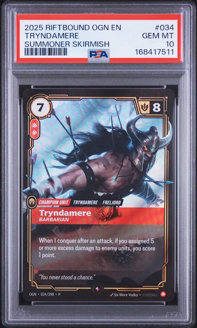 2025 #034 Tryndamere - Barbarian PSA 10 Riftbound: League of Legends Ogn-Origins