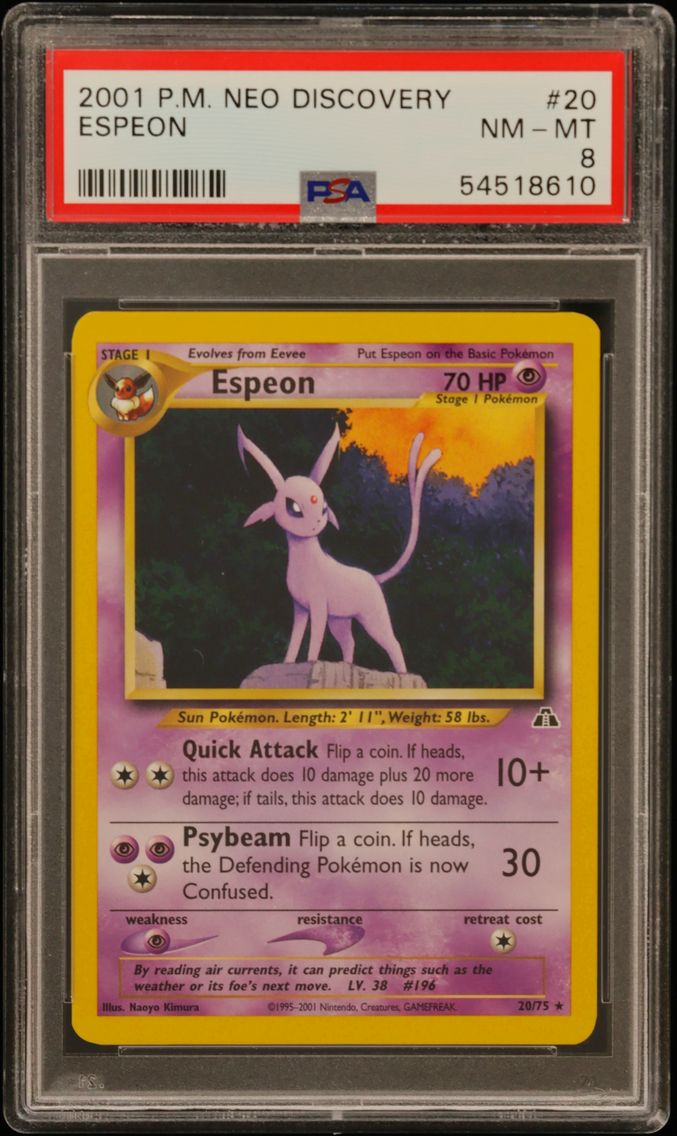2001 #20 Espeon PSA 8 Neo Discovery