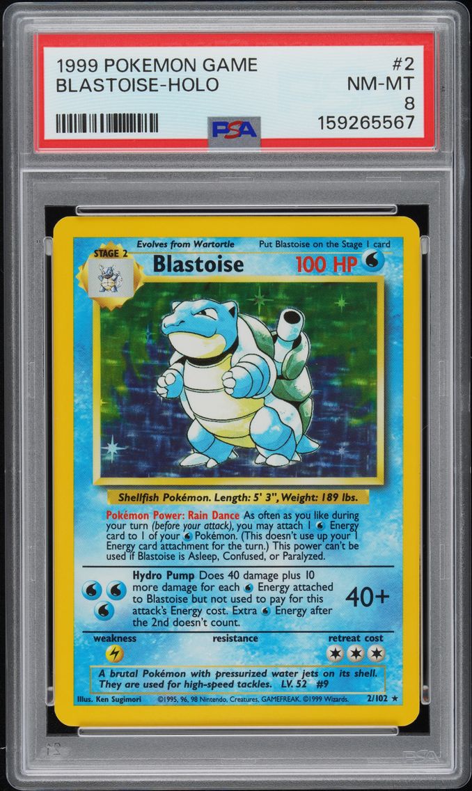 1999 #2 Blastoise-Holo PSA 8 Gam