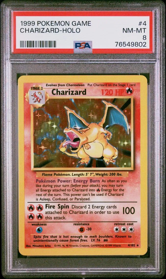 1999 #4 Charizard-Holo PSA 8 Game