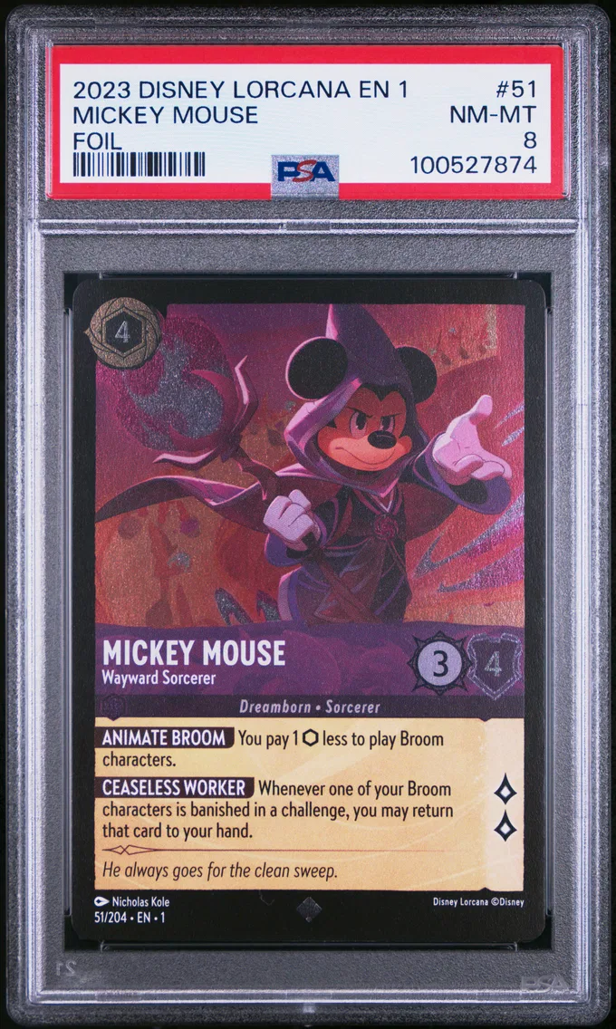 2023 #51 Mickey Mouse - Wayward Sorcerer PSA 8 Disney Lorcana EN 1-the First Chapter