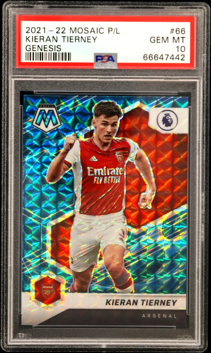2021 #66 Kieran Tierney PSA 10 Panini Mosaic Premier League