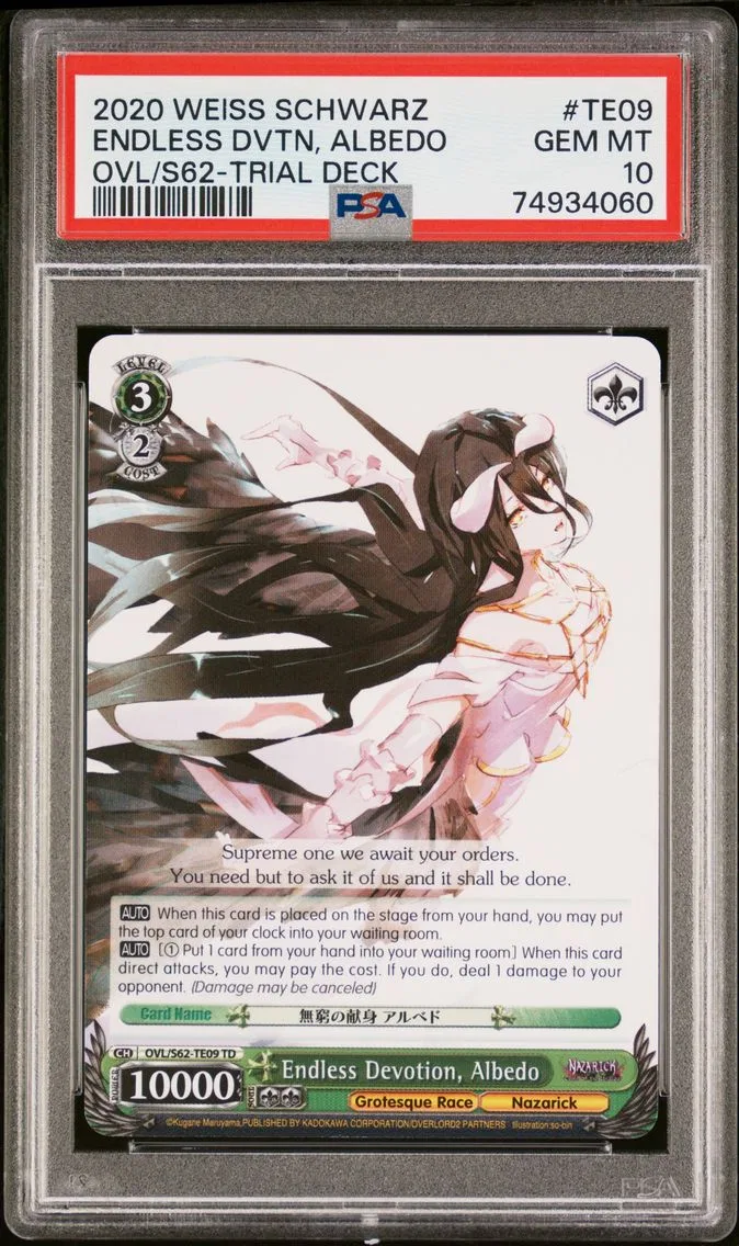 2020 #TE09 Endless Devotion, Albedo PSA 10 Weiss Schwarz Nazarick: Tomb of the Undead