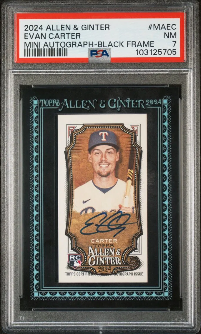 2024 #MA-EC Evan Carter PSA 7 Topps Allen & Ginter Mini Autographs