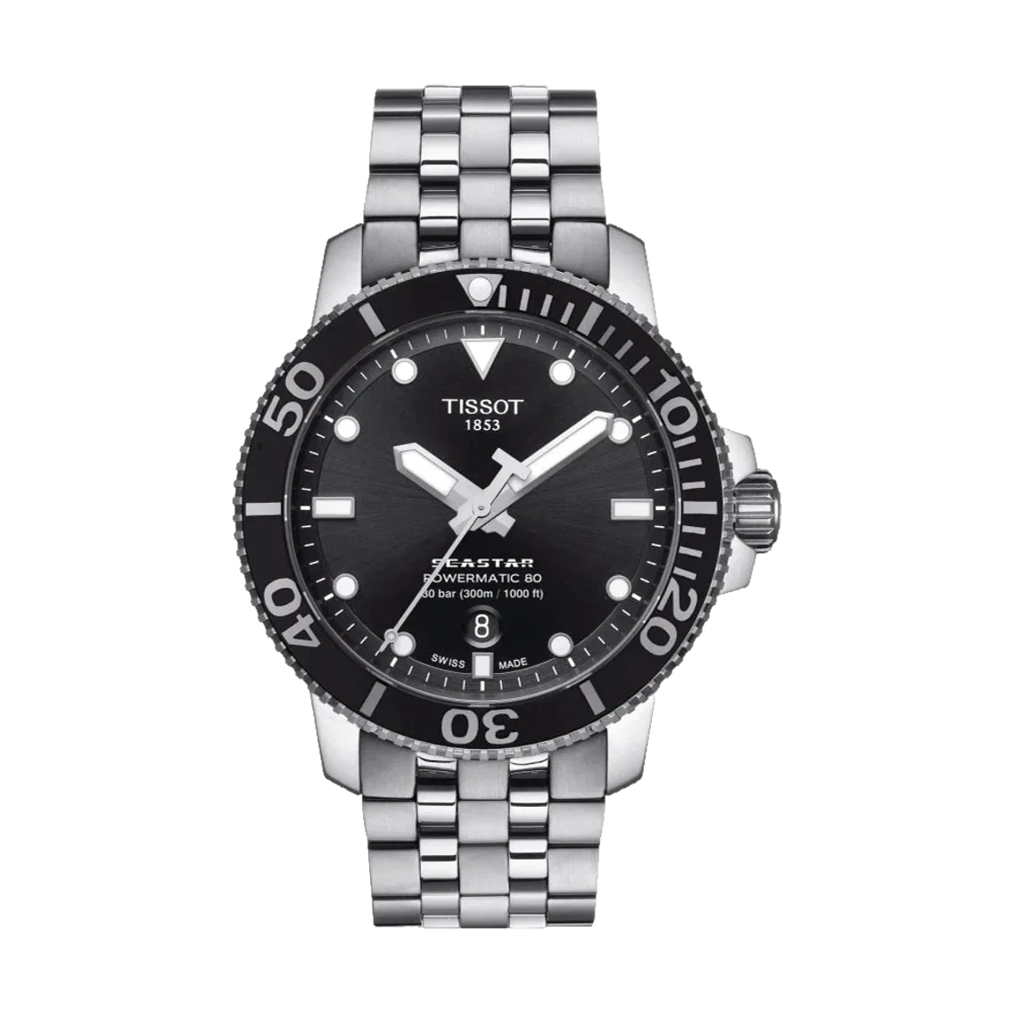 Tissot Seastar 1000 Powermatic 80 43mm - Black on Bracelet