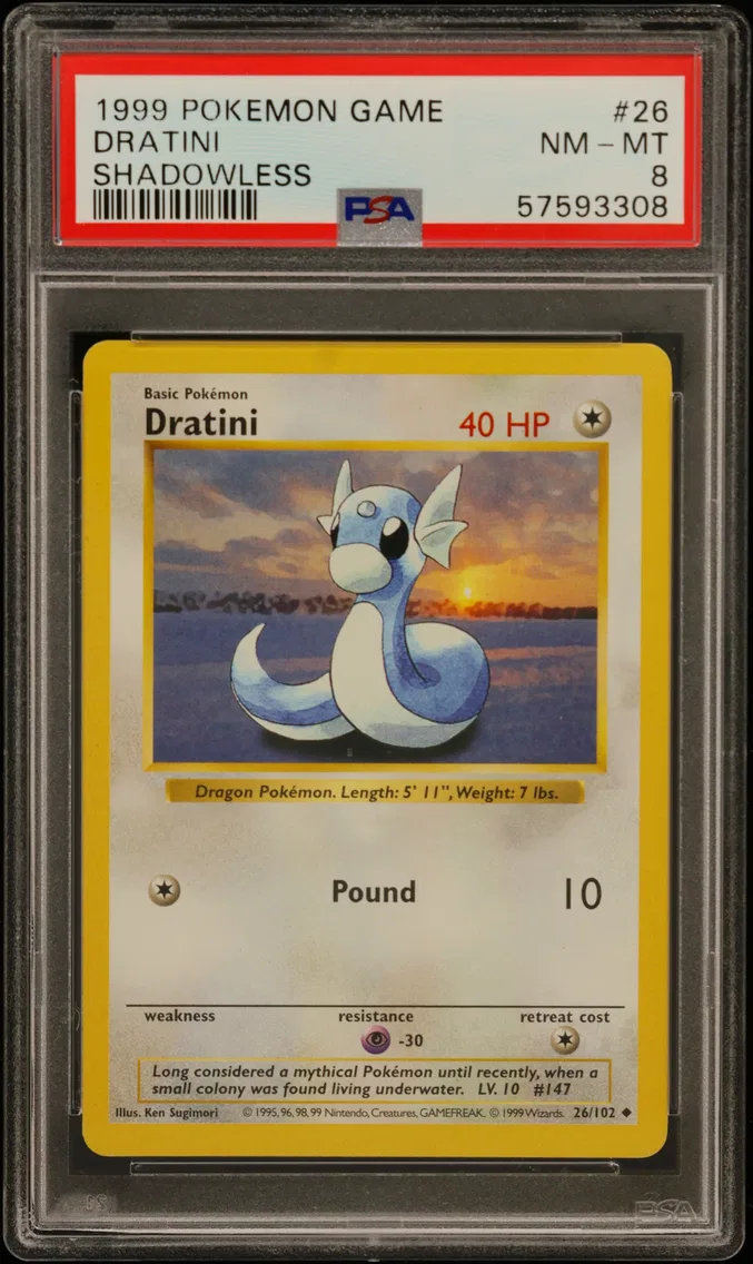 1999 #26 Dratini Shadowless PSA 8 Game