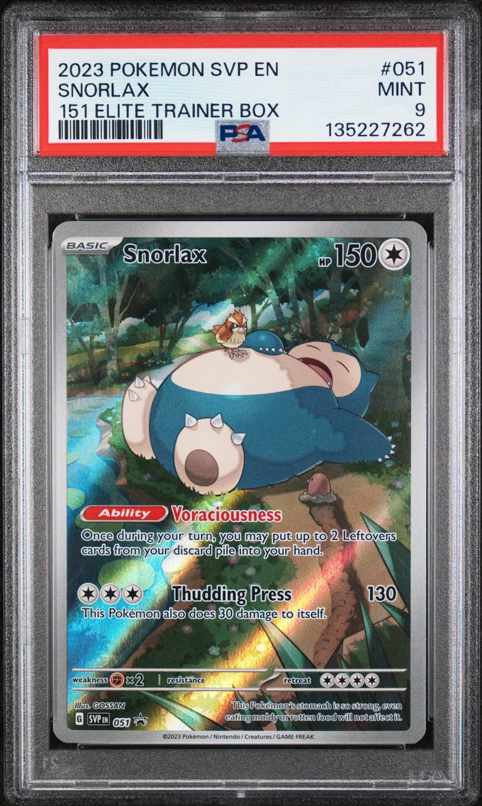2023 #051 Snorlax PSA 9 Svp EN-SV Black Star Promo