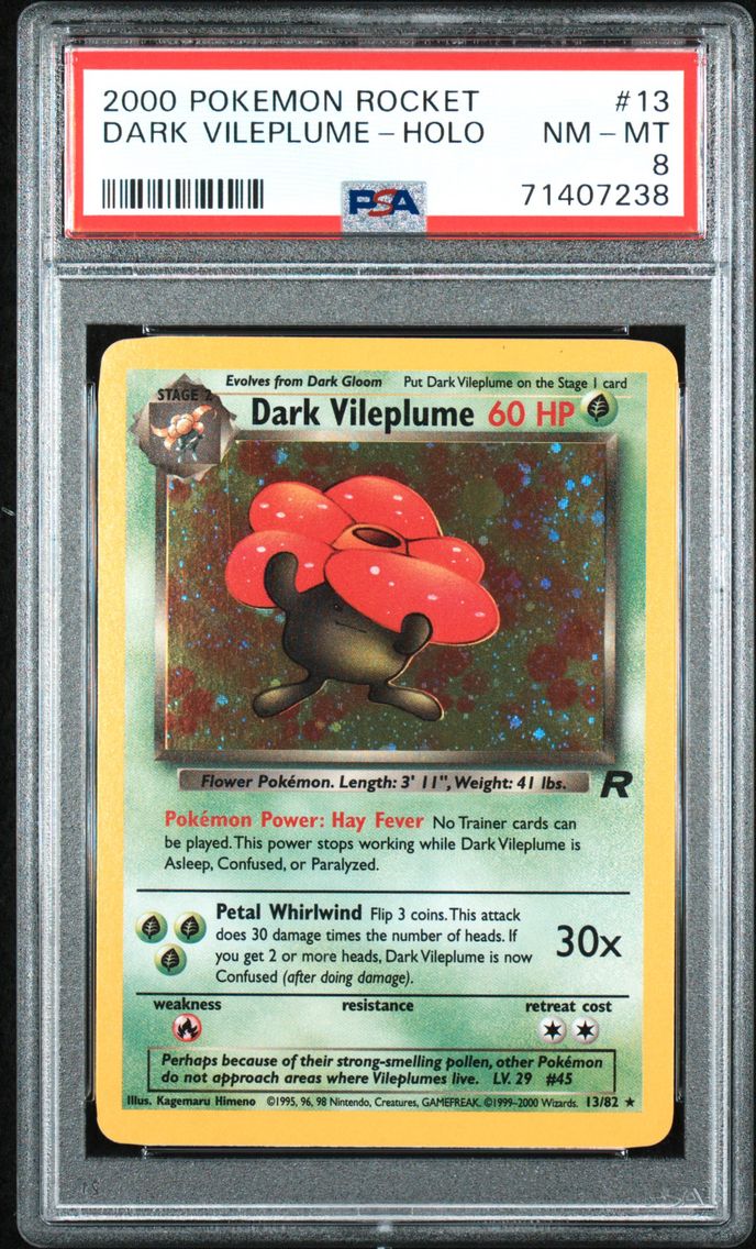 2000 #13 Dark Vileplume-Holo PSA 8 Rocket