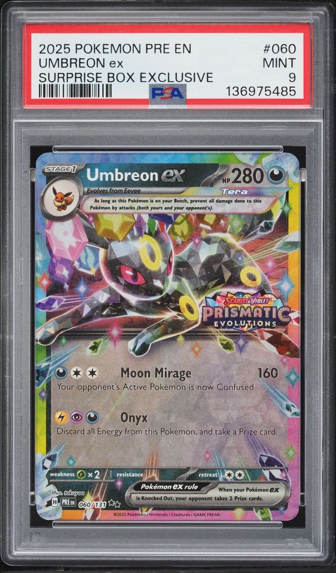 2025 Pokemon Scarlet & Violet Prismatic Evolutions Surprise Box Umbreon EX #60 PSA 9 MINT