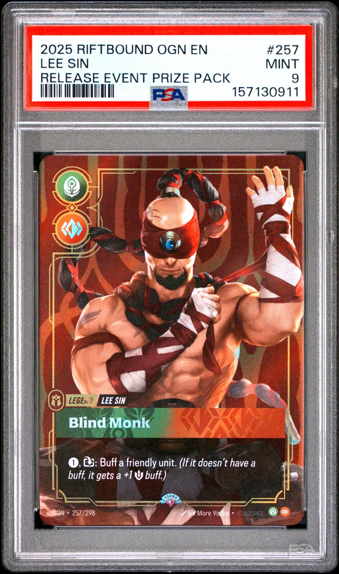 2025 #257 Lee Sin - Blind Monk PSA 9 Riftbound: League of Legends Ogn-Origins