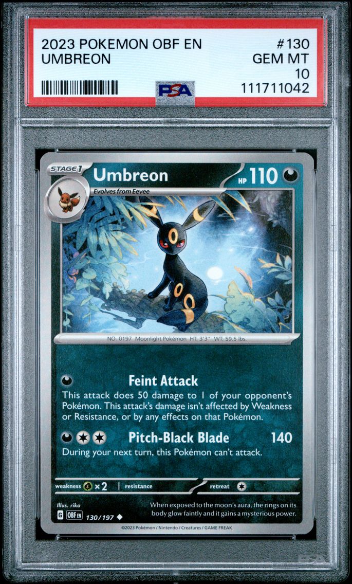 2023 #130 Umbreon PSA 10 Obf EN-Obsidian Flames Pokemon