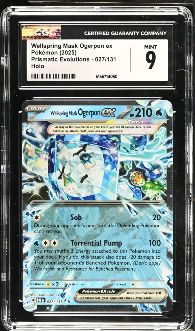 2025 #027 Wellspring Mask Ogerpon ex CGC 9 Prismatic Evolutions - PRE EN - English