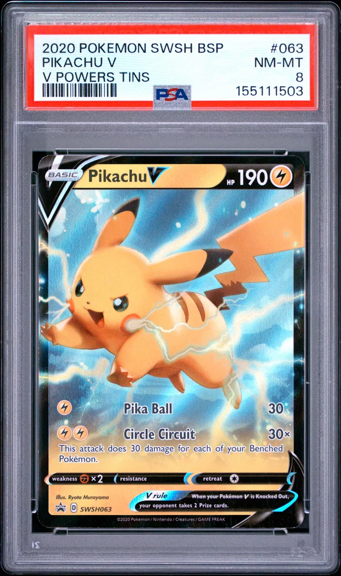 2020 Pokemon Swsh Black Star Promo Pikachu V Swsh Black Star Promo #063 PSA 8