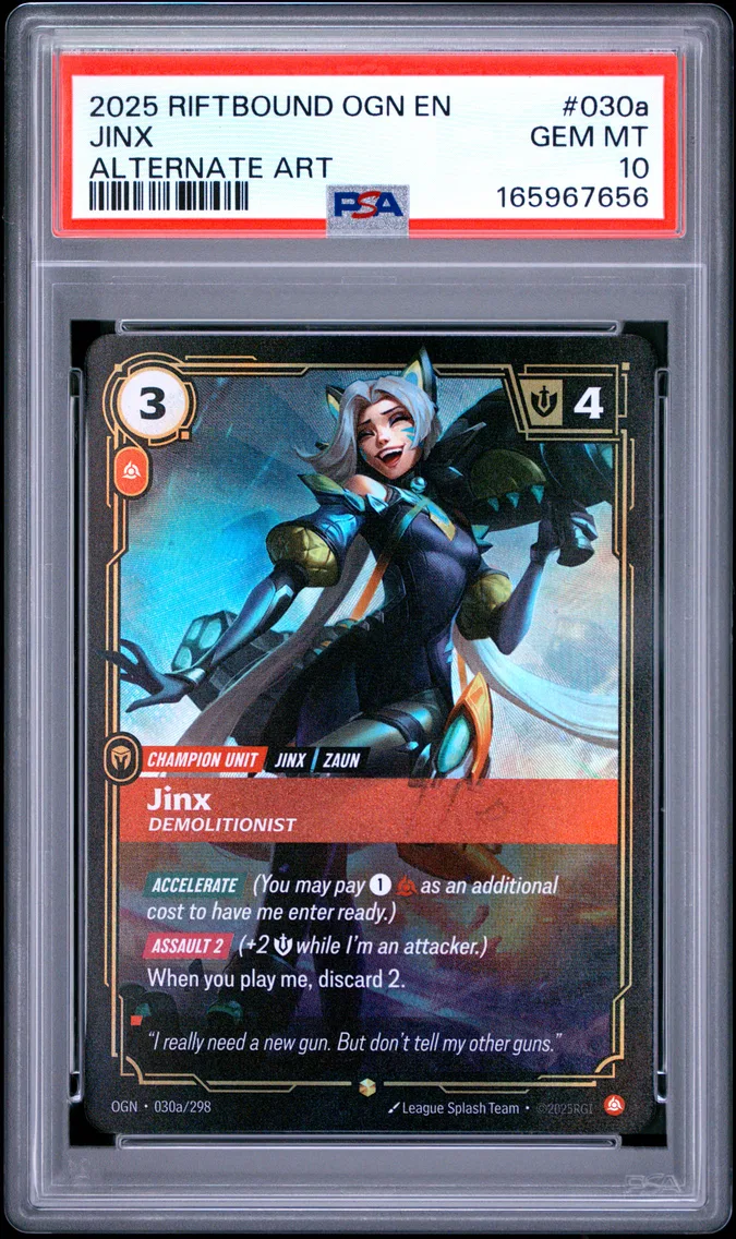 2025 #030a Jinx - Demolitionist PSA 10 Riftbound: League of Legends Ogn-Origins