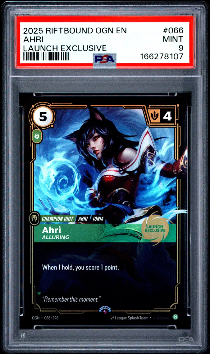 2025 #066 Ahri - Alluring PSA 9 Riftbound: League of Legends Ogn-Origins