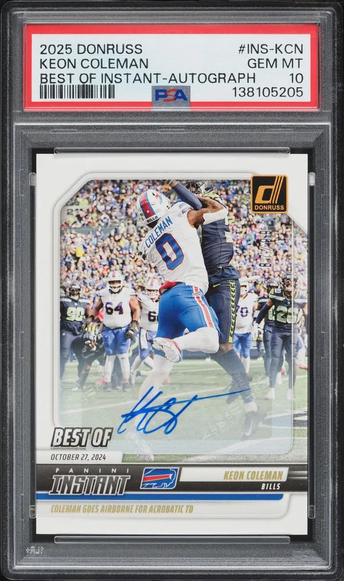 2025 #INS-KCN Keon Coleman PSA 10 Panini Donruss Best Of Instant AUTO