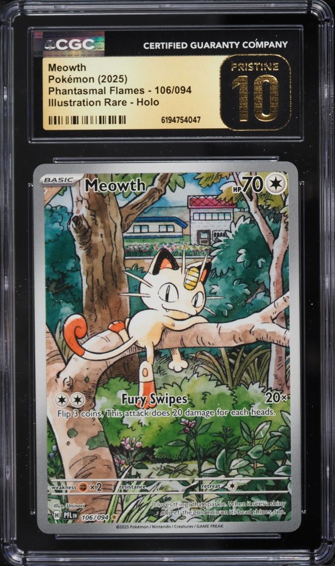 2025 #106 Meowth CGC 10 Pokemon Mega Evolution Phantasmal Flames IR