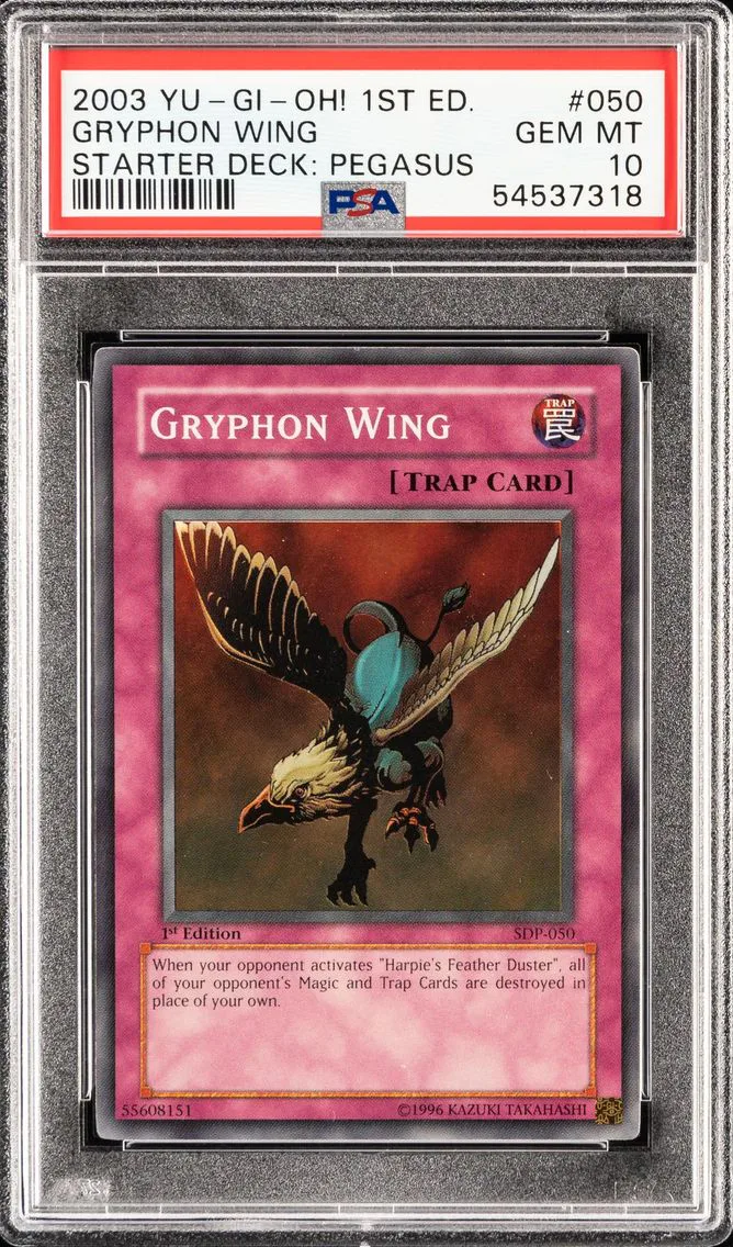 2003 YU-GI-OH STARTER DECK: PEGASUS 1ST EDITION GRYPHON WING SDP-050 PSA 10