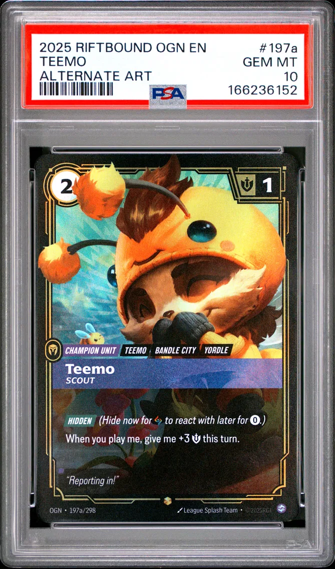 2025 #197a Teemo - Scout PSA 10 Riftbound: League of Legends Ogn-Origins