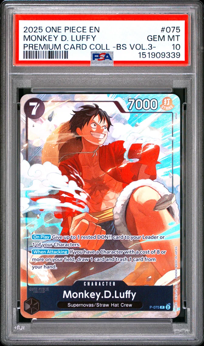2025 #075 Monkey D. Luffy PSA 10 One Piece Premium Card Collection -Best Selection Vol.3-