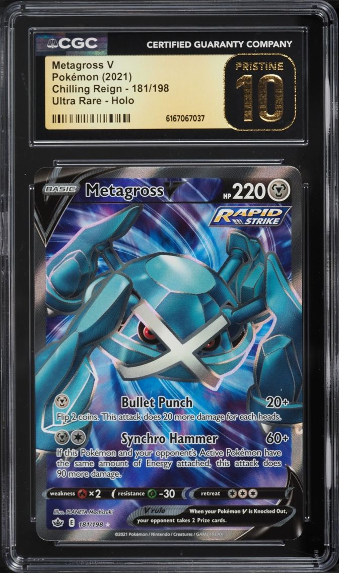 2021 Pokemon Sword & Shield Chilling Reign Full Art Metagross V #181 CGC 10 PRISTINE