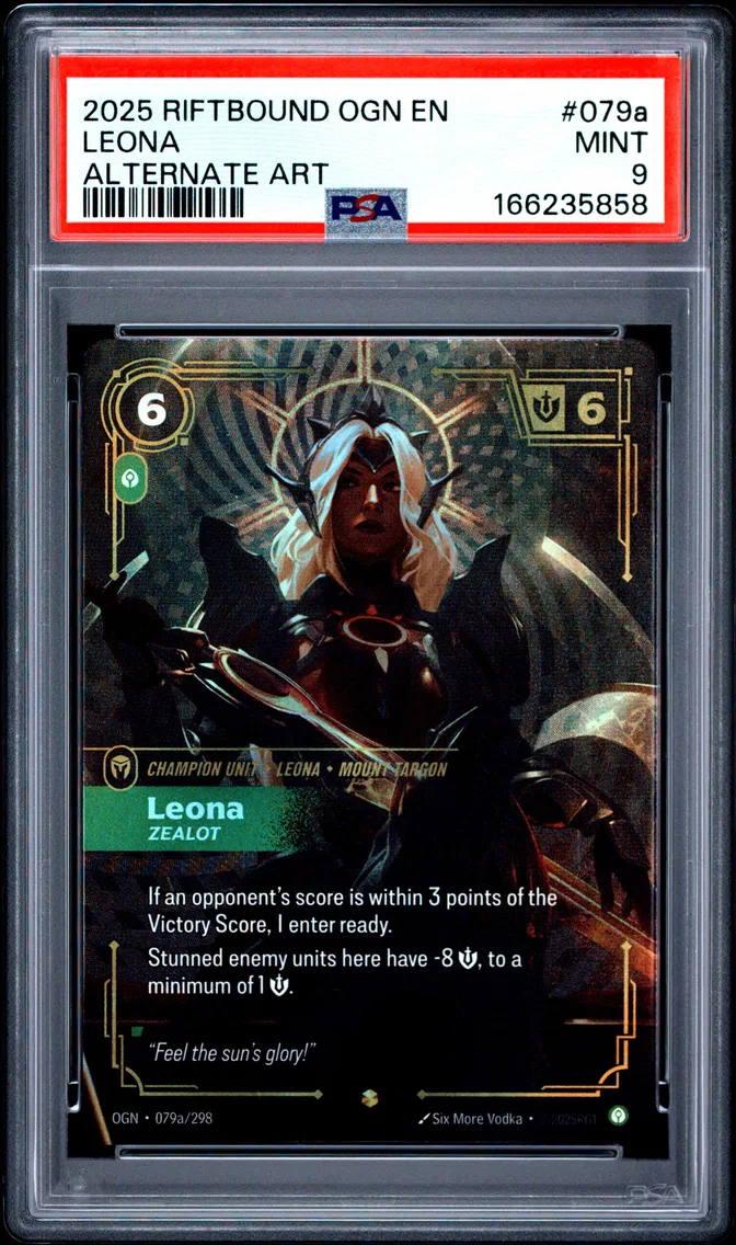 2025 #079a Leona - Zealot PSA 9 Riftbound: League of Legends Ogn-Origins
