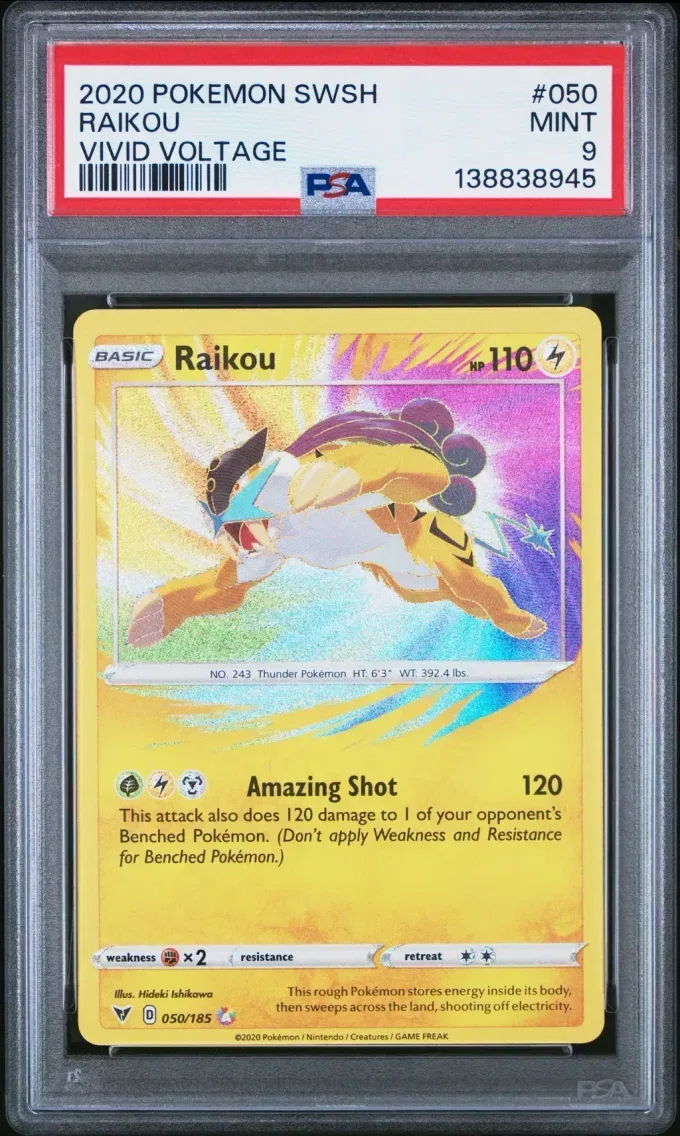 2020 #050 Raikou PSA 9 Sword & Shield Vivid Voltage