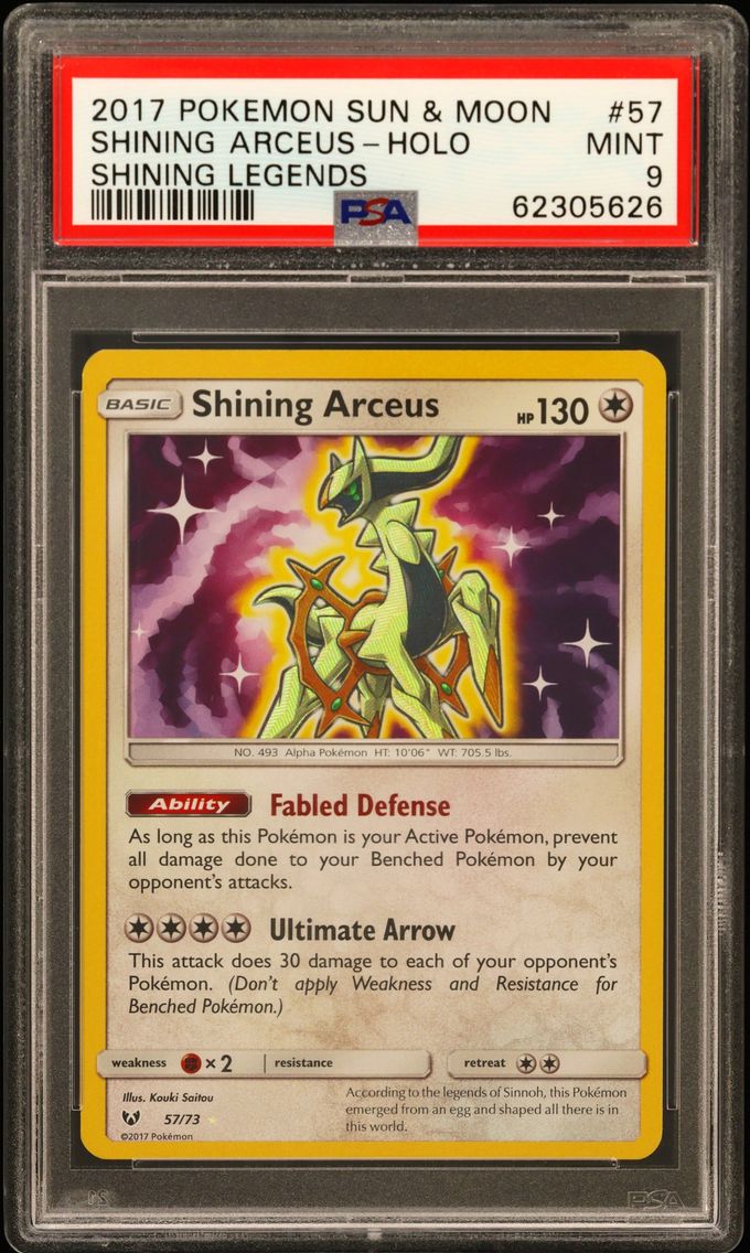2017 #57 Shining Arceus-Holo PSA 9 Sun & Moon Shining Legends