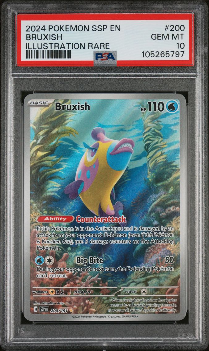 2024 #200 BRUXISH PSA 10 POKEMON SSP EN-SURGING SPARKS | ILLUSTRATION RARE