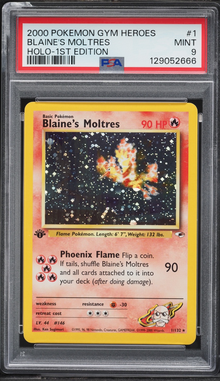 Gym Heroes 1st Edition Holo Blaine's Moltres MINT