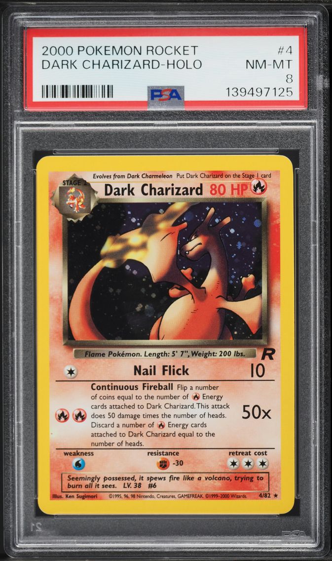 2000 #4 Dark Charizard-Holo PSA 8 Rocket Pokemon