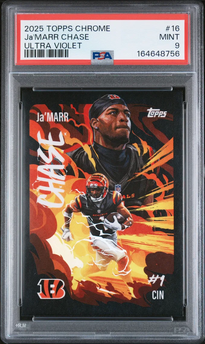 2025 #16 JA'Marr Chase PSA 9 Topps Chrome Ultra Violet