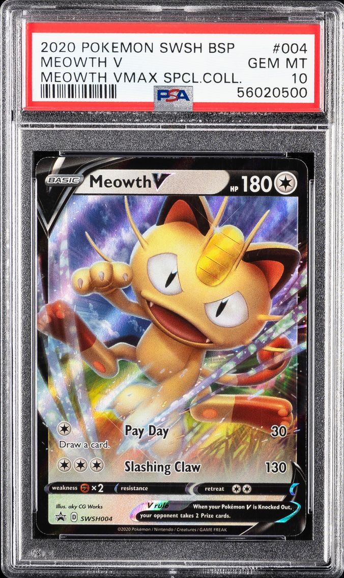 2020 #4 Meowth V PSA 10 Swsh Black Star Promo Pokemon