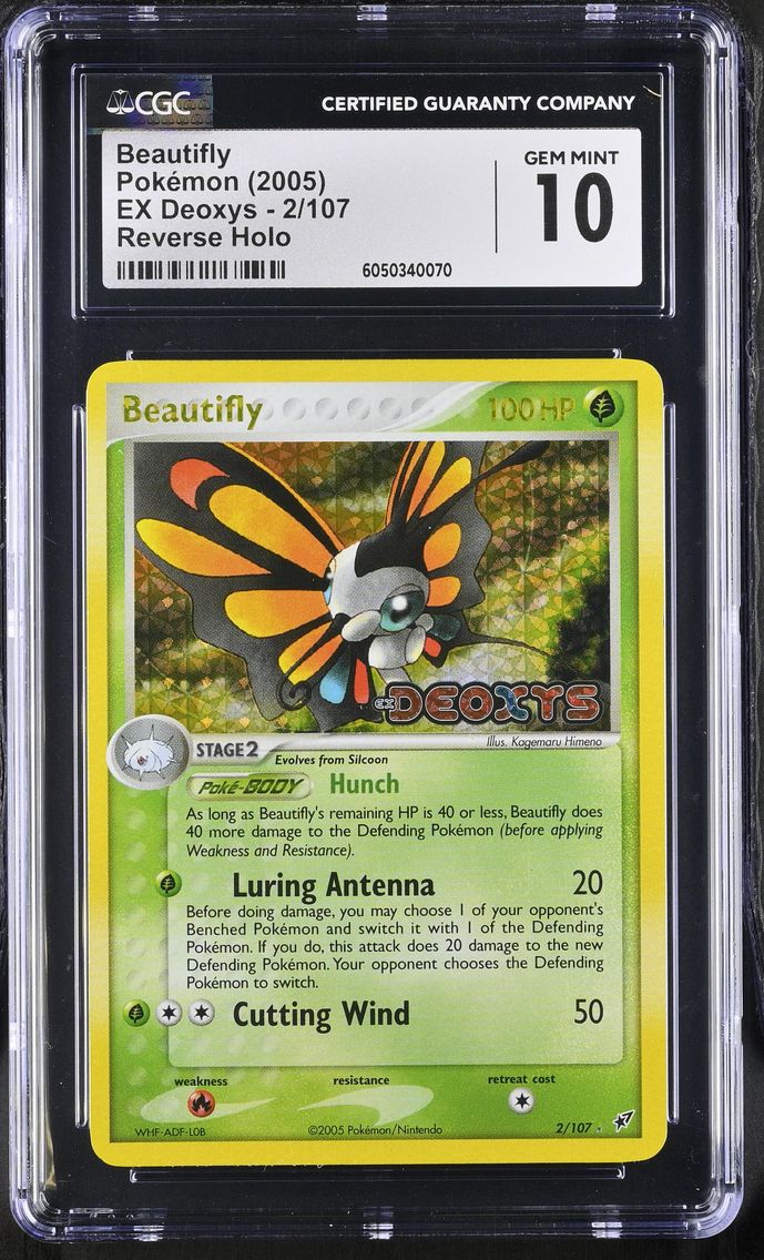2005 #2 Beautifly Reverse Holo CGC 10 EX Deoxys - English