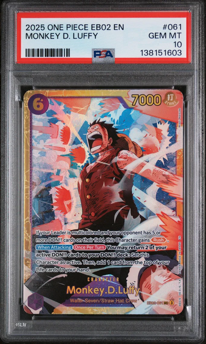 2025 #061 Monkey D. Luffy PSA 10 One Piece EB02-Extra Booster -Anime 25th Collection-