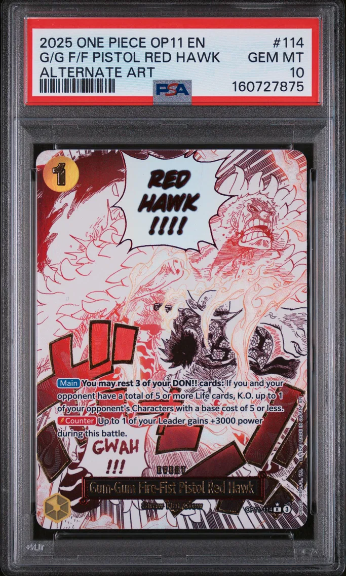 2025 #114 Gum-Gum Fire-Fist Pistol Red Hawk PSA 10 One Piece OP11-A Fist of Divine Speed