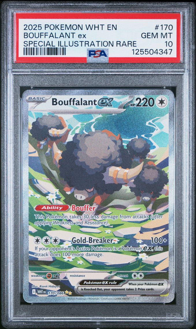 2025 #170 Bouffalant EX PSA 10 Wht EN-White Flare Pokemon