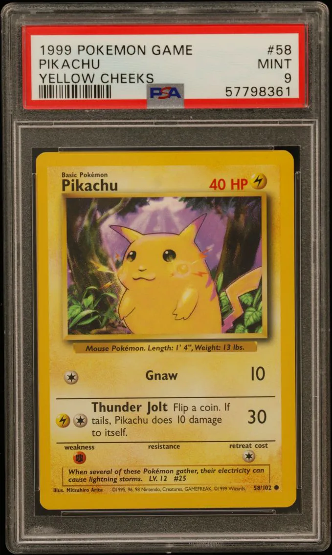 1999 #58 Pikachu PSA 9 Game