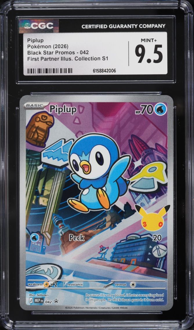 2026 #42 Piplup CGC 9.5 Pokemon Mega Evolution Promo First Partner Illustration Full Art