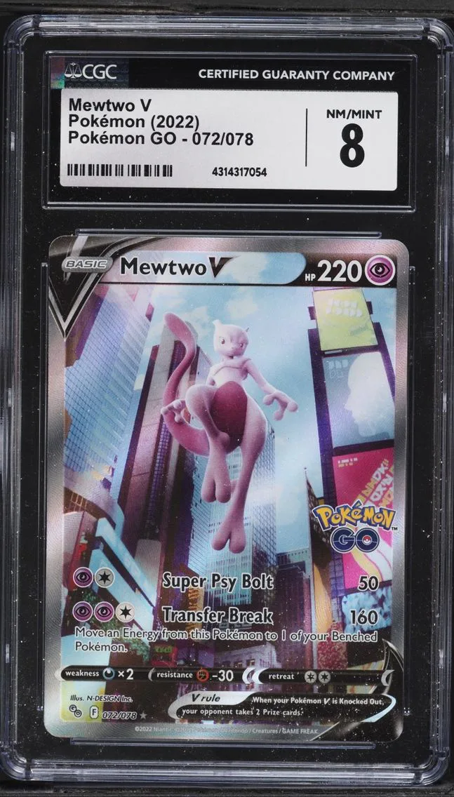 2022 #72 Sword & Shield GO Alt Art Mewtwo V NM-MT CGC 8 Pokemon