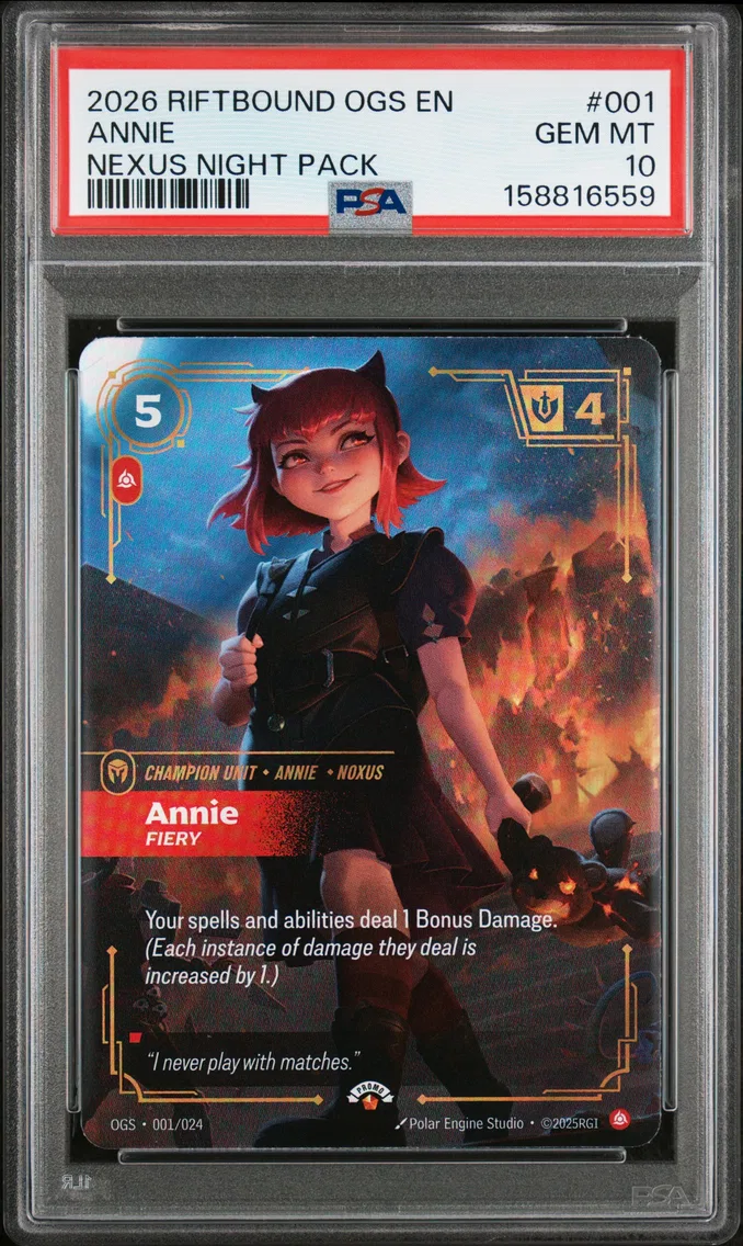 2026 #001 Annie - Fiery PSA 10 Riftbound: League of Legends Ogs-Origins Proving Grounds