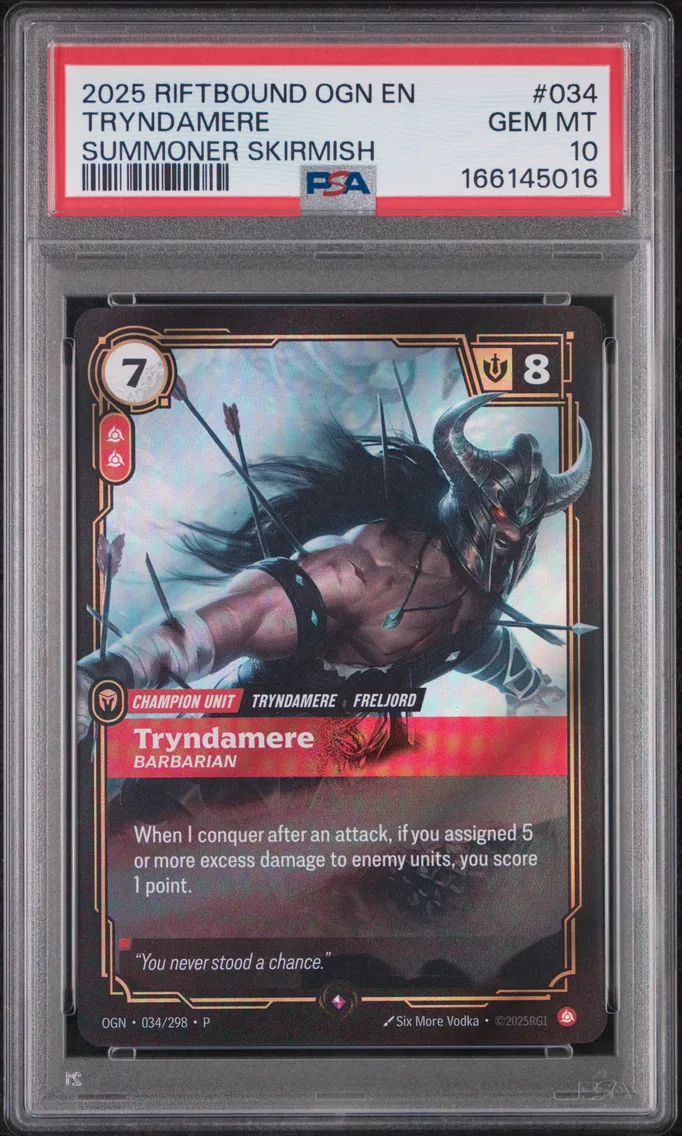 2025 #034 Tryndamere - Barbarian PSA 10 Riftbound: League of Legends Ogn-Origins