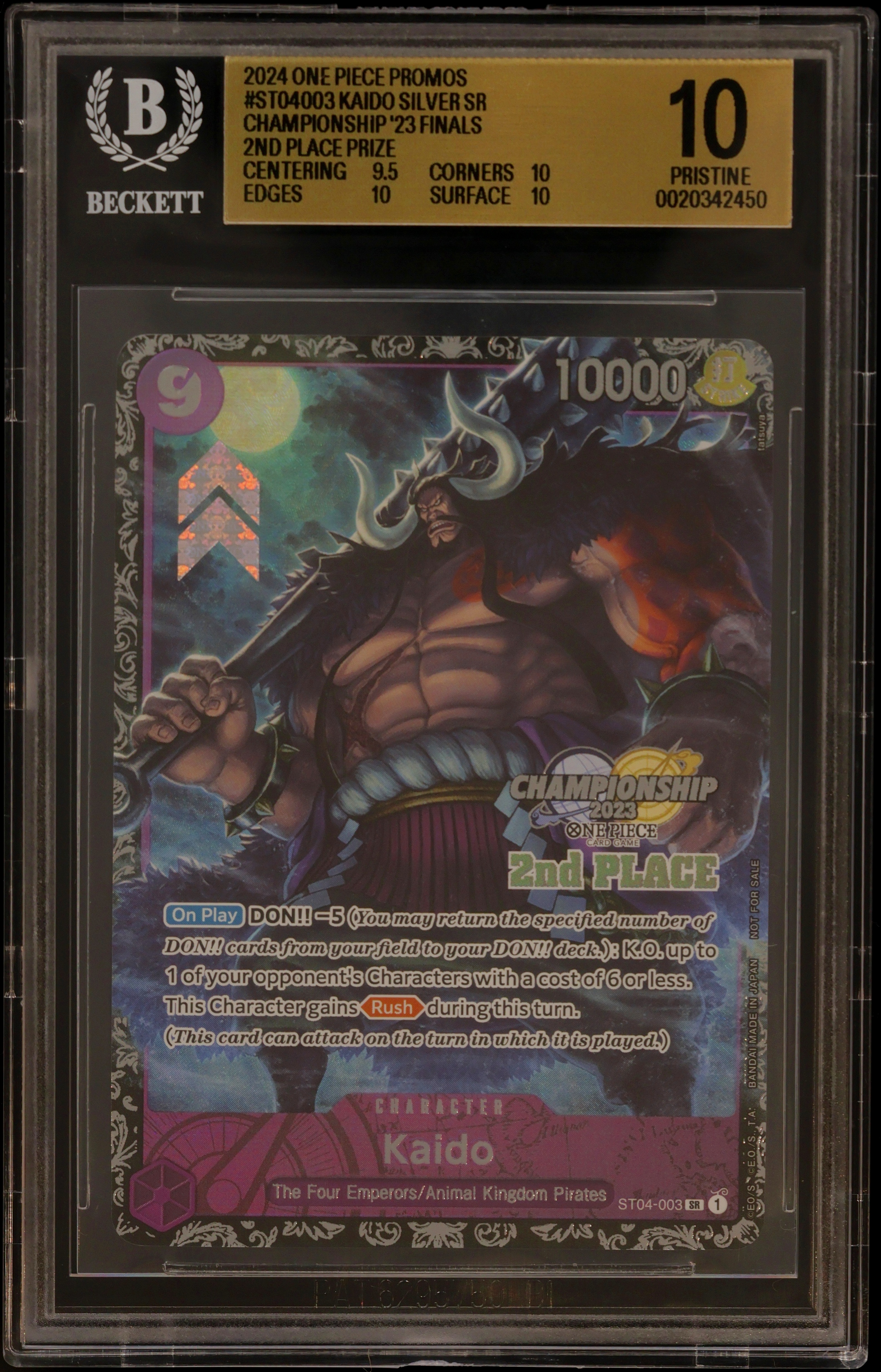 2024 #ST04003 Kaido SILVER SR/(Championship '23 Finals 2nd Place Prize) BGS 10 One Piece Card Game Promos