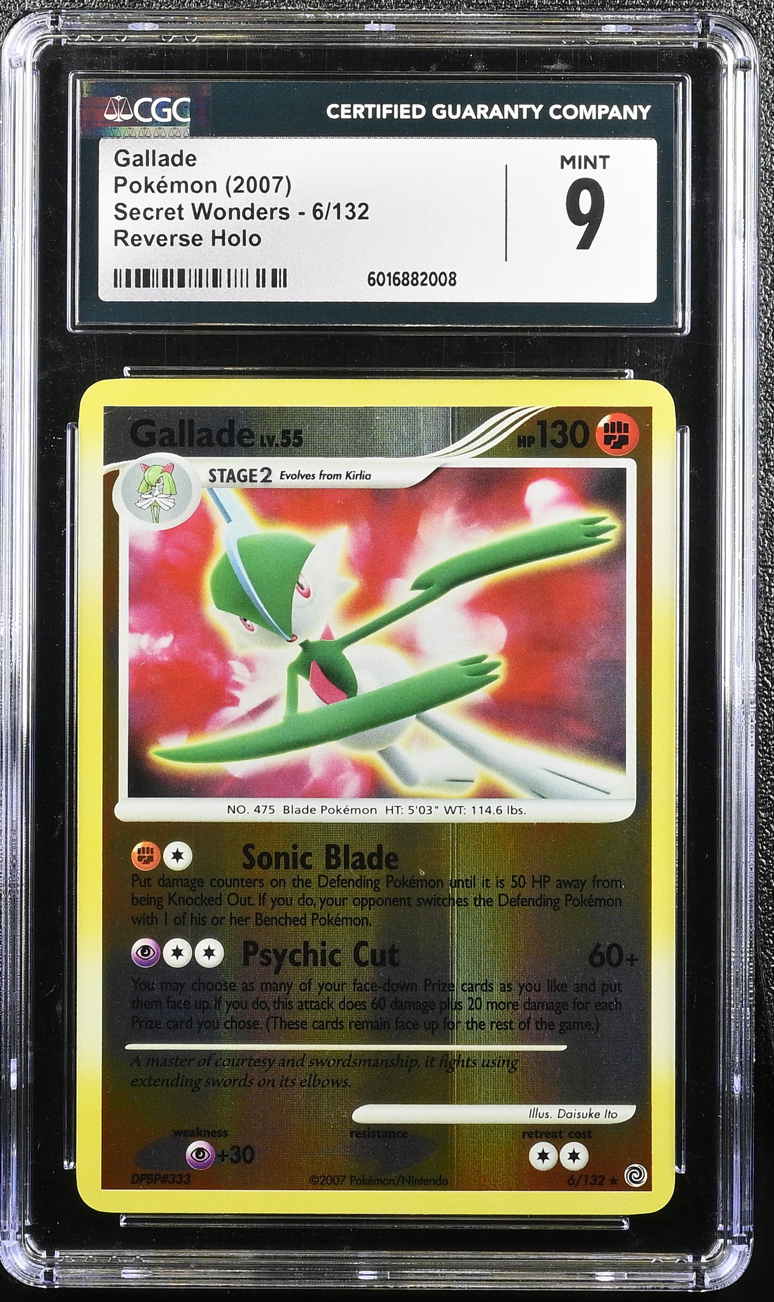 2007 #6 Gallade Reverse Holo CGC 9 Secret Wonders - English